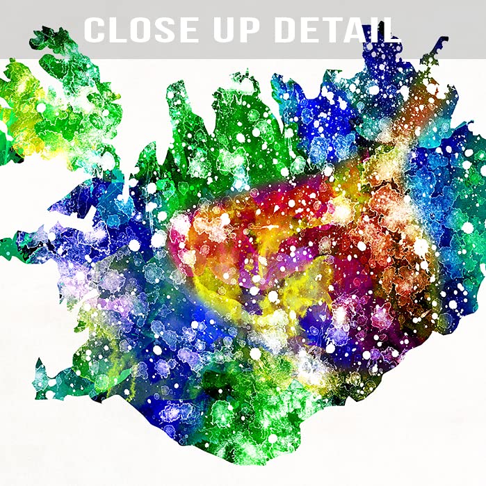 Iceland Watercolor Map Wall Art Poster Home Decor Print Watercolour Artwork - Unframed