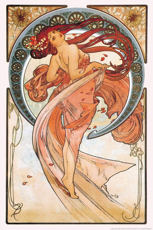 Alphonse Mucha Painting Dance Dancer Poster 1898 Bohemian Czech Painter 1900s Art Nouveau Vintage Cool Wall Decor Art Print Poster 12x18