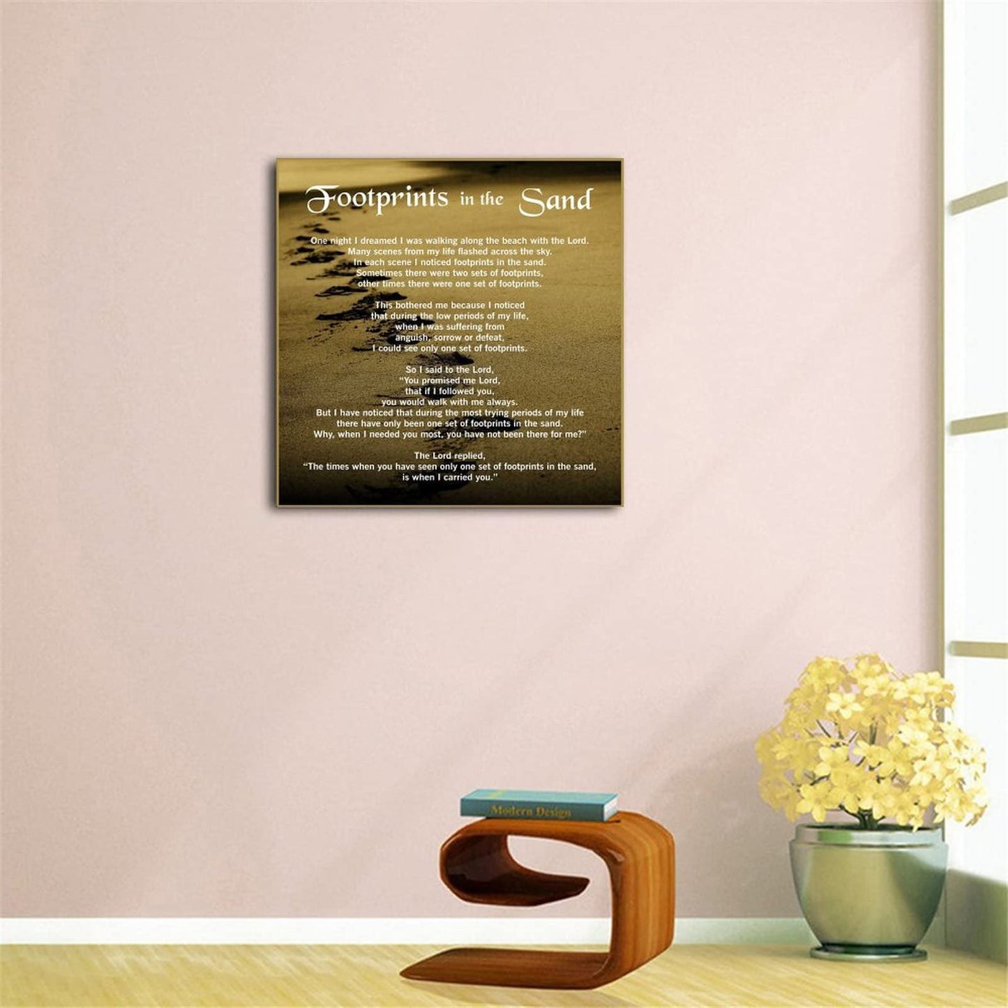 QFART Print Art Footprints in The Sand Inspirational Poem Art Print Posters HD Canvas Print Posters Modern Home Decor Wall Art Canvas UnFramed,12x12inch(30x30cm)