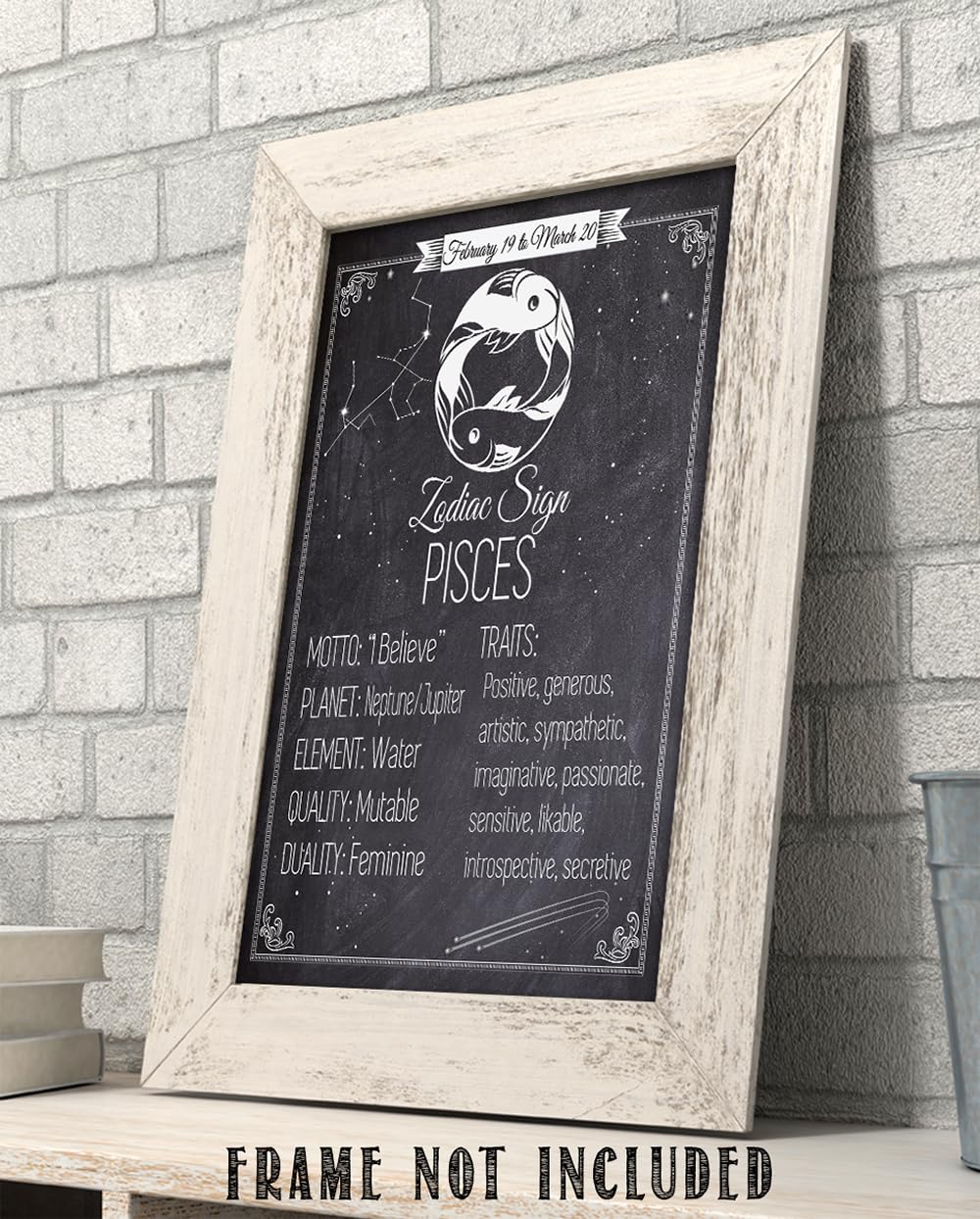 Astrology Posters - Zodiac Sign Pisces, The Fish -11x14 Unframed Art Print - Great Vintage Zodiac Poster, Astrology and Aptitude Vintage Home Wall Decor for Astrology Enthusiasts