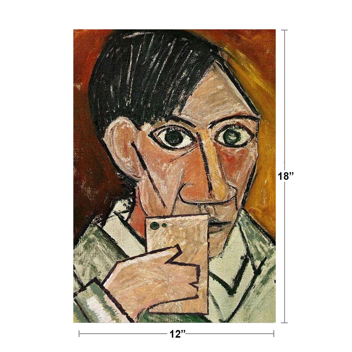 Pablo Picasso Selfie Portrait Painting Funny Fine Art Print Picasso Wall Art Cubism Expressionism Artwork Style Abstract Symbolist Oil Painting Cool Wall Decor Art Print Poster 12x18