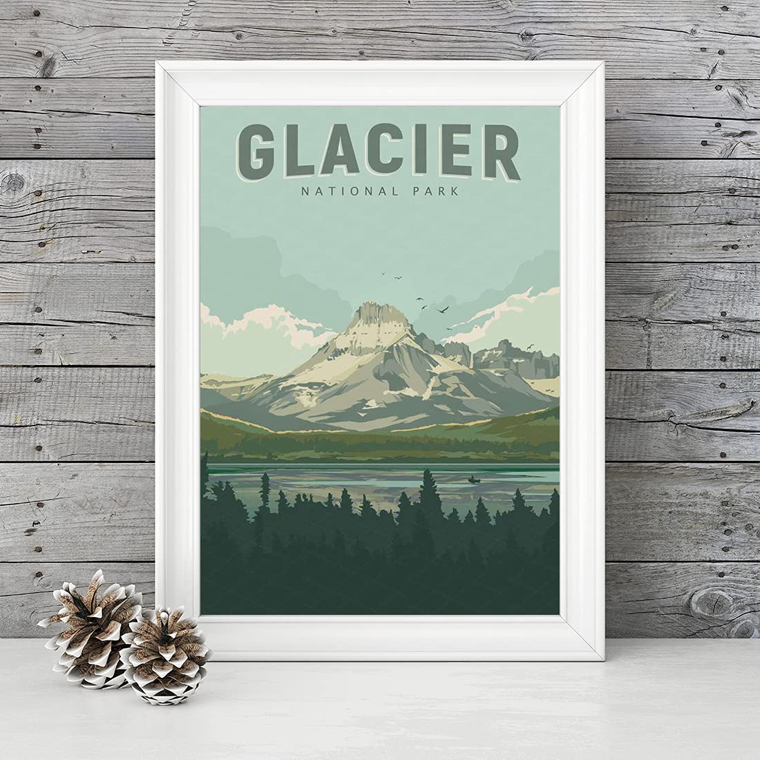 xtvin Glacier National Park Posters Vintage Wall Art Print Decor Painting Gift National Parks of the USA Home Decoration Stickers (12X18 inch)