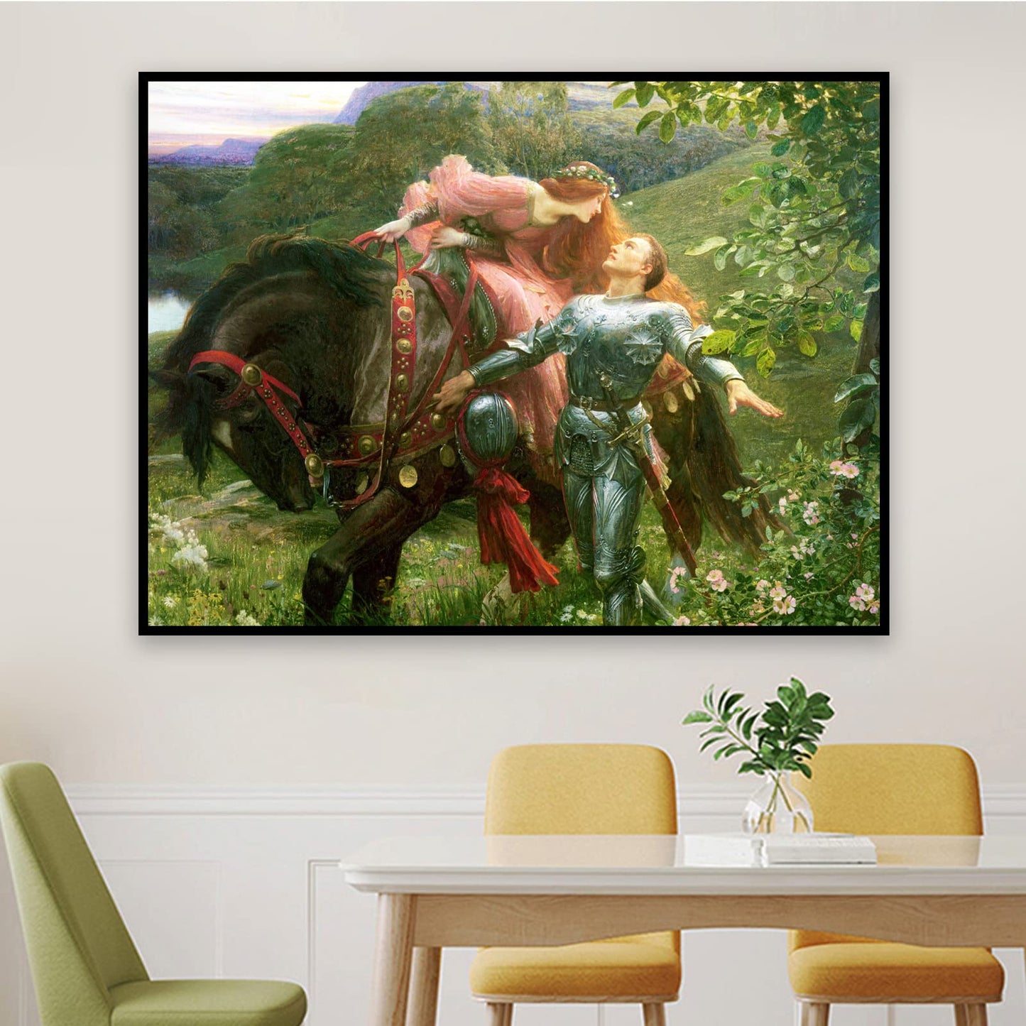 ZZPT La Belle Dame Sans Merci Poster - Frank Dicksee Prints - Famous Painting Reproduction - Modern Canvas Wall Art Pictures for Bedroom Living Room Home Decor Unframed (9x12in/23x30cm)