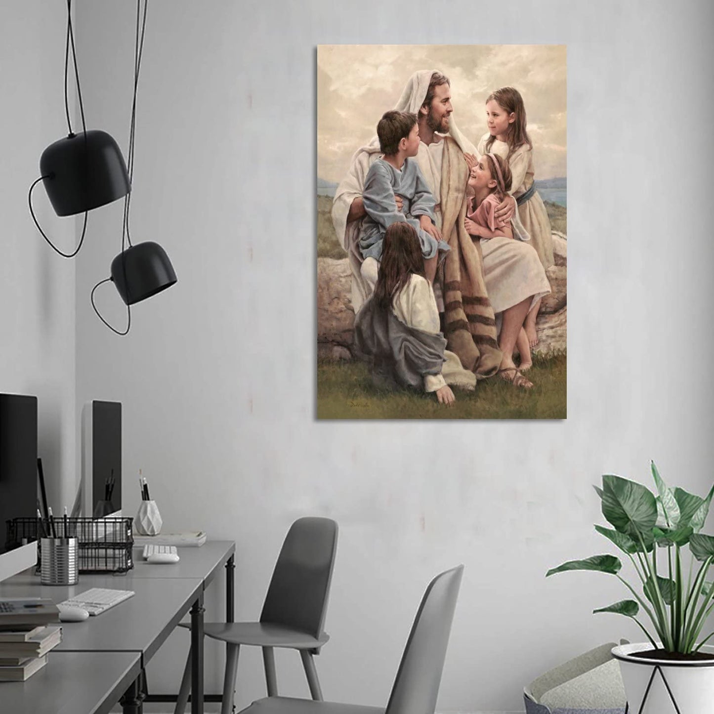 ZTJ Jesus Blesses The Children Canvas Art Poster and Wall Art Picture Print Modern Family Bedroom Decor Posters 08x12inch(20x30cm)