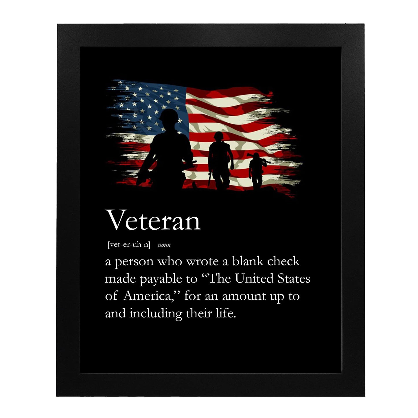 Definition of a United States Veteran - American Military Patriotic Wall Art Poster, This American Flag Wall decor Is Ideal For Home Decor, Military School, Office, and Room Decor, Unframed - 8x10"