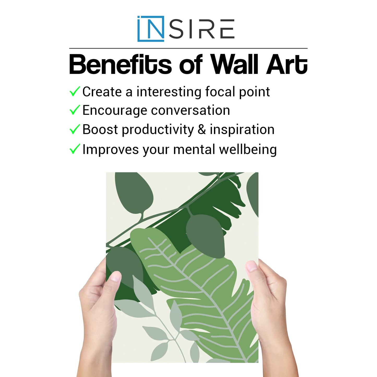 Insire Boho Wall Art Plant Wall Art - Plant Pictures Wall Art - Set of 4 Plant Art Botanical Wall Art Botanical Prints, Green Wall Art Boho Plants Boho Art Plant Poster Green Abstract (8x10) Unframed