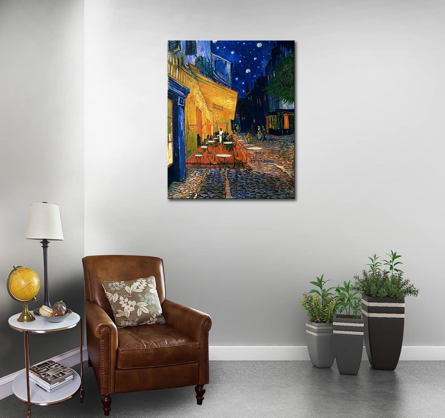 Cafe Terrace At Night by Vincent Van Gogh Canvas Wall Art, Classic Artwork Poster Print for Bedroom Bathroom Decor - 12"x15"