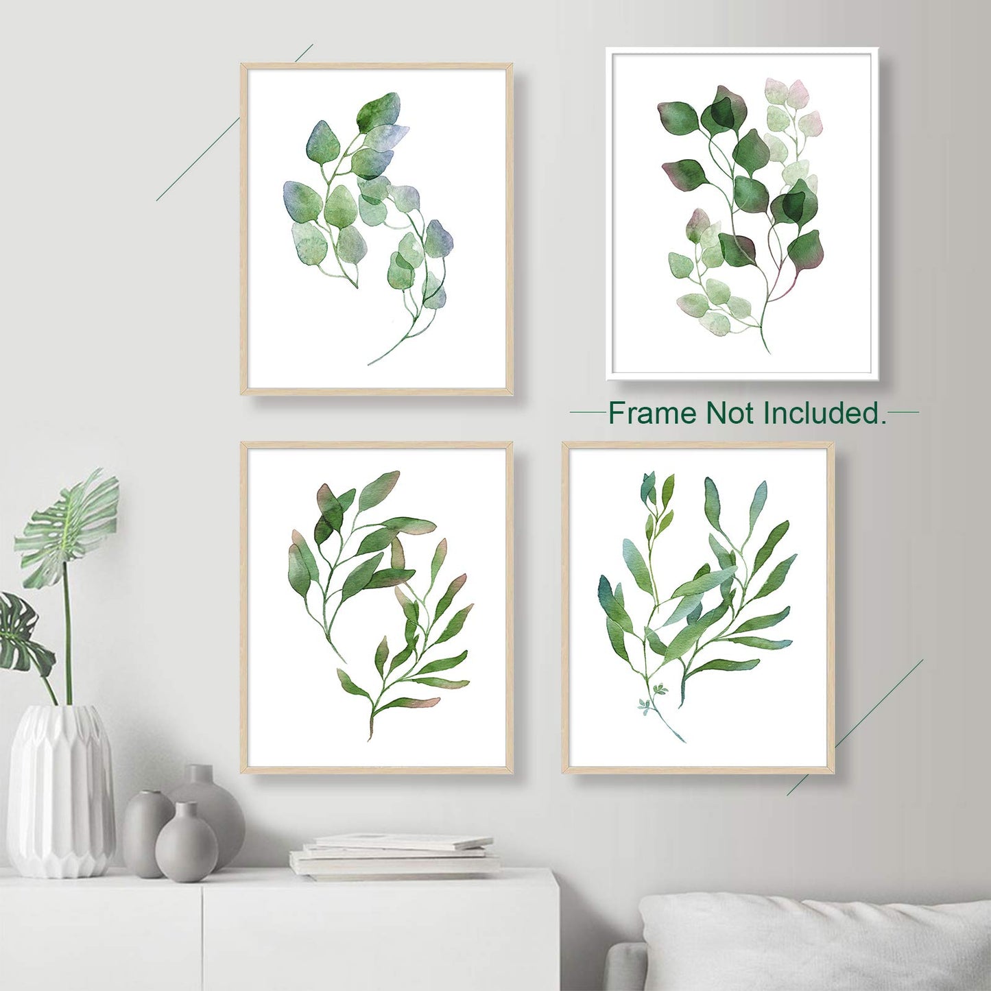 YASEN Plant Green Leaf Canvas Prints Wall Art Posters, Unframed Wall Art Prints 8x10, Botanical Prints Wall Decor Canvas Quotes for Bedroom
