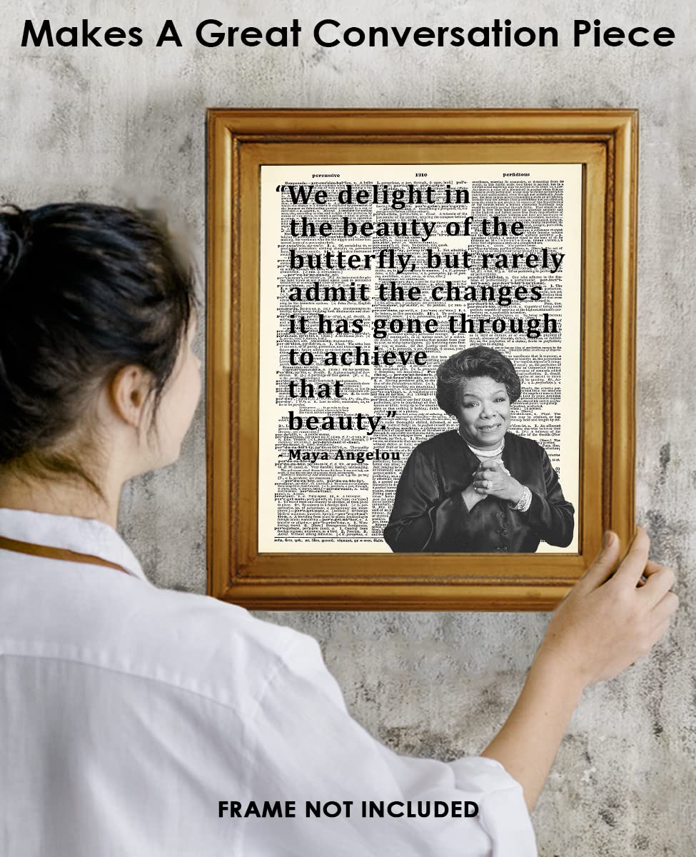 Inspirational Wall Art Poster "We Delight in the Beauty…", Maya Angelou 8x10 Motivational Wall Art & Positive Affirmations Wall Decor for Bedroom, Teen Girl, Boy & Office Decor for Men, Women