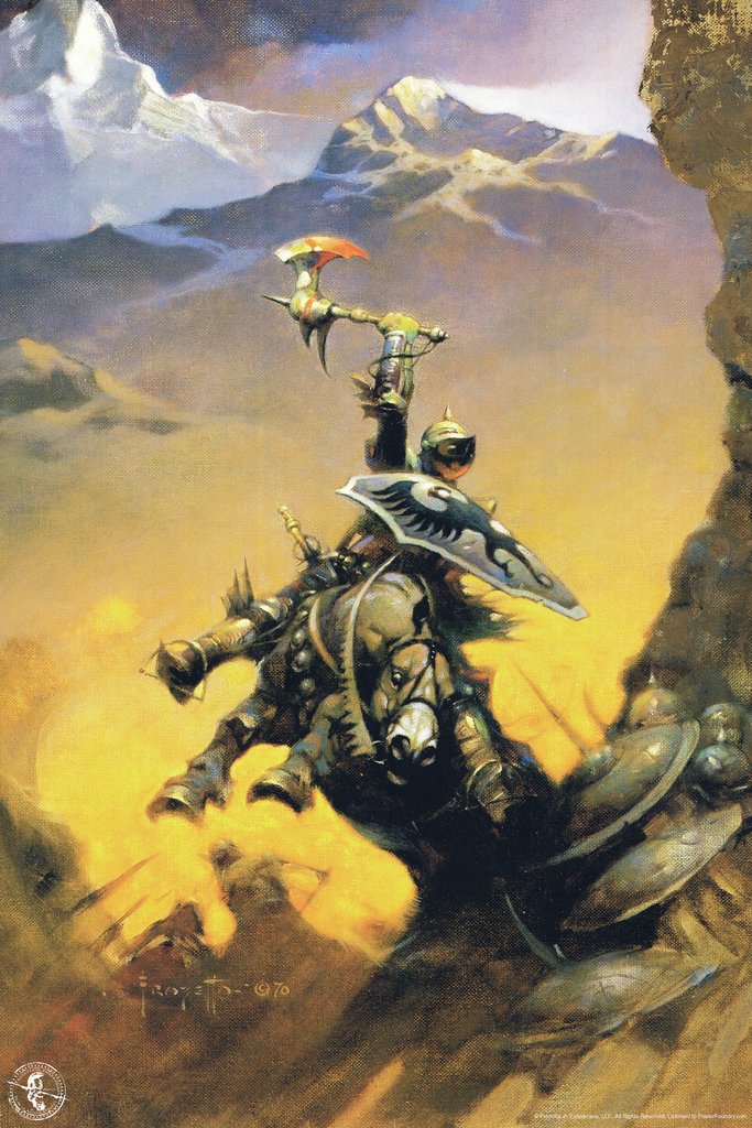 Eternal Champion by Frank Frazetta Wall Art Gothic Fantasy Decor Frank Frazetta Artwork Scary Art Print Horror Battle Posters Frazetta Illustration Death War Cool Wall Decor Art Print Poster 12x18