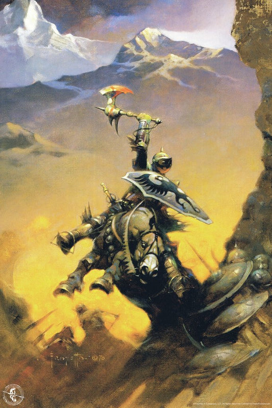 Eternal Champion by Frank Frazetta Wall Art Gothic Fantasy Decor Frank Frazetta Artwork Scary Art Print Horror Battle Posters Frazetta Illustration Death War Cool Wall Decor Art Print Poster 12x18