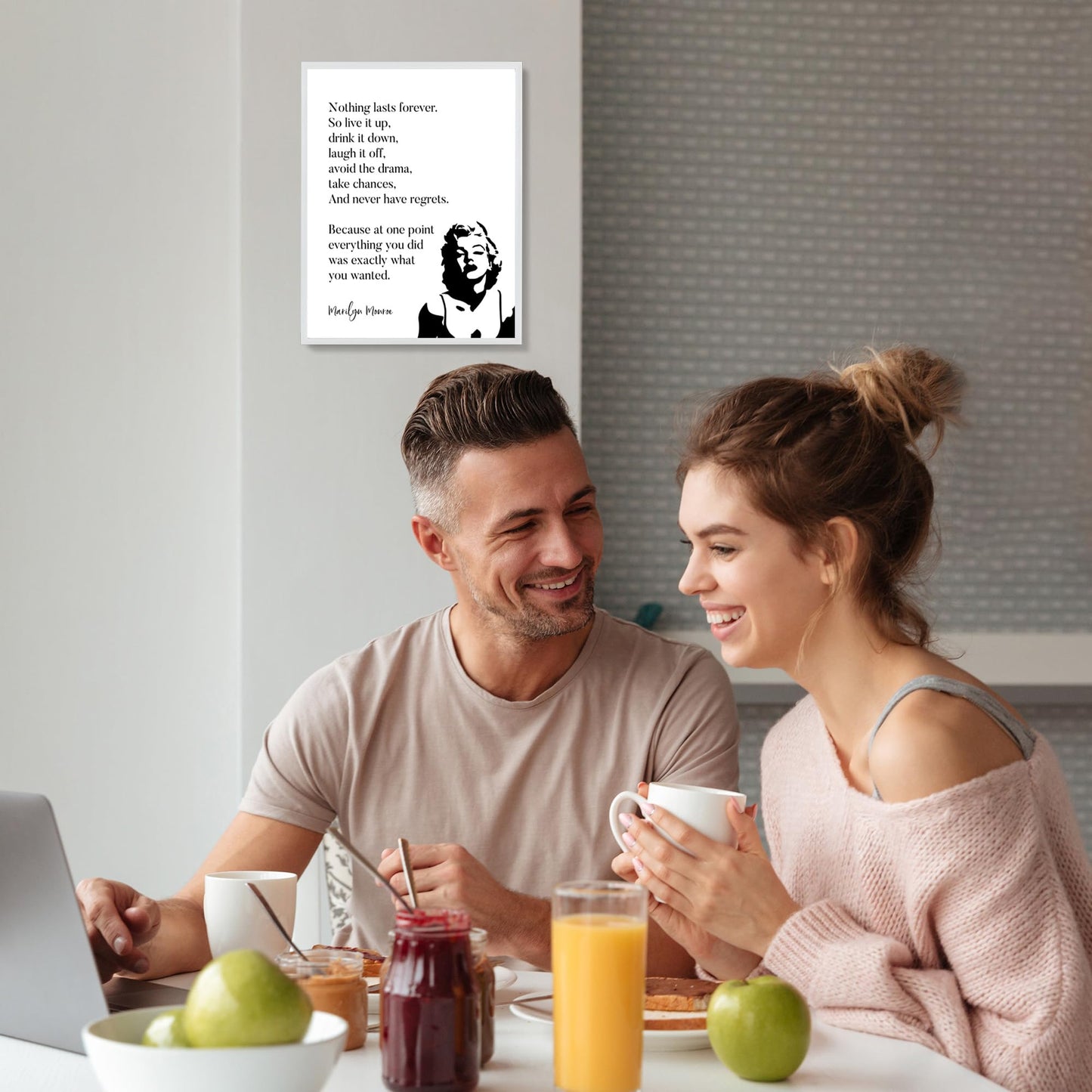 Marilyn Monroe-"Nothing Lasts Forever-So Live It Up"-Inspirational Quotes Wall Art-8 x 10" Retro Poster Print w/Silhouette Image- Ready to Frame. Home-Office-Studio Decor. Great Advice for All!