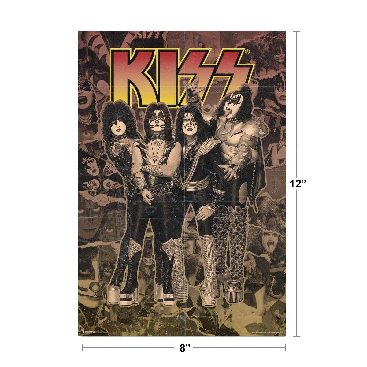 Kiss Poster Band Photos Montage Kiss Band Merchandise Kiss Collectibles Kiss Memorabilia Heavy Metal Music Merch 1970s Retro Vintage Makeup Accessories Concert Thick Paper Sign Print Picture 8x12