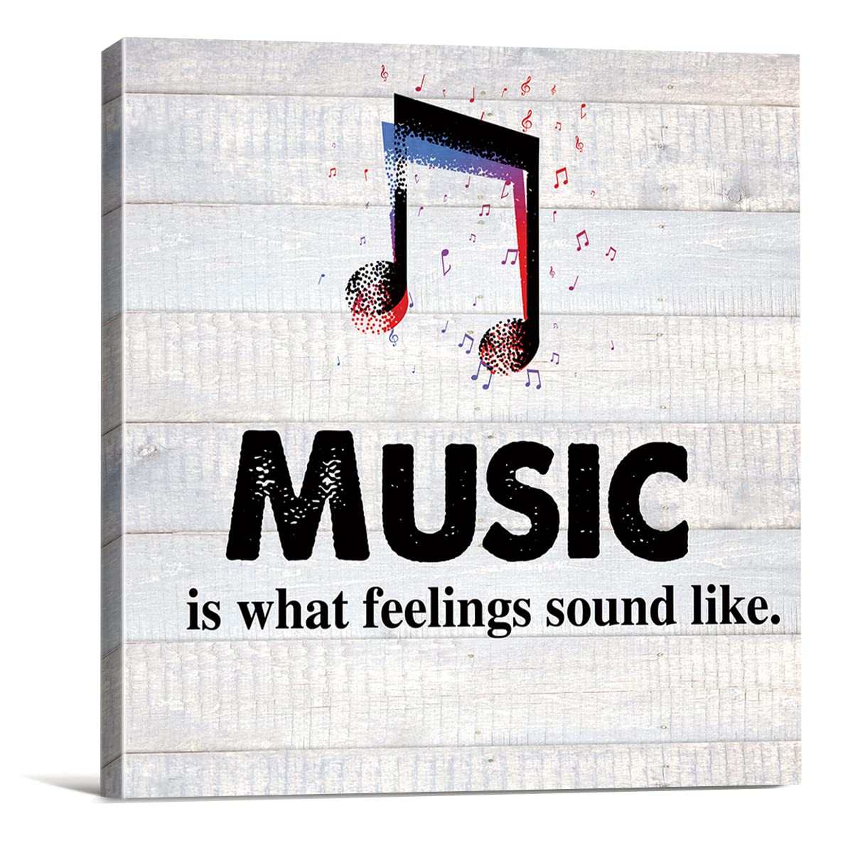 Music is What Feelings Sound Like Farmhouse Canvas Print Wall Art Decor Musical Room Studio Sign Painting Poster Plaque Rustic Home Decoration (8 X 8 inch, Framed)