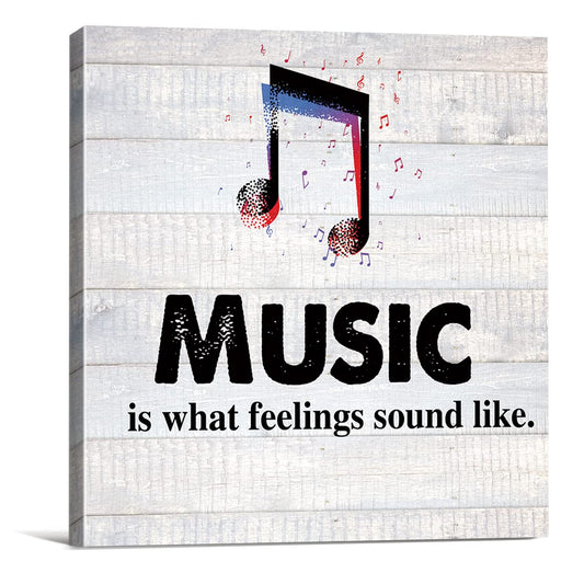 Music is What Feelings Sound Like Farmhouse Canvas Print Wall Art Decor Musical Room Studio Sign Painting Poster Plaque Rustic Home Decoration (8 X 8 inch, Framed)