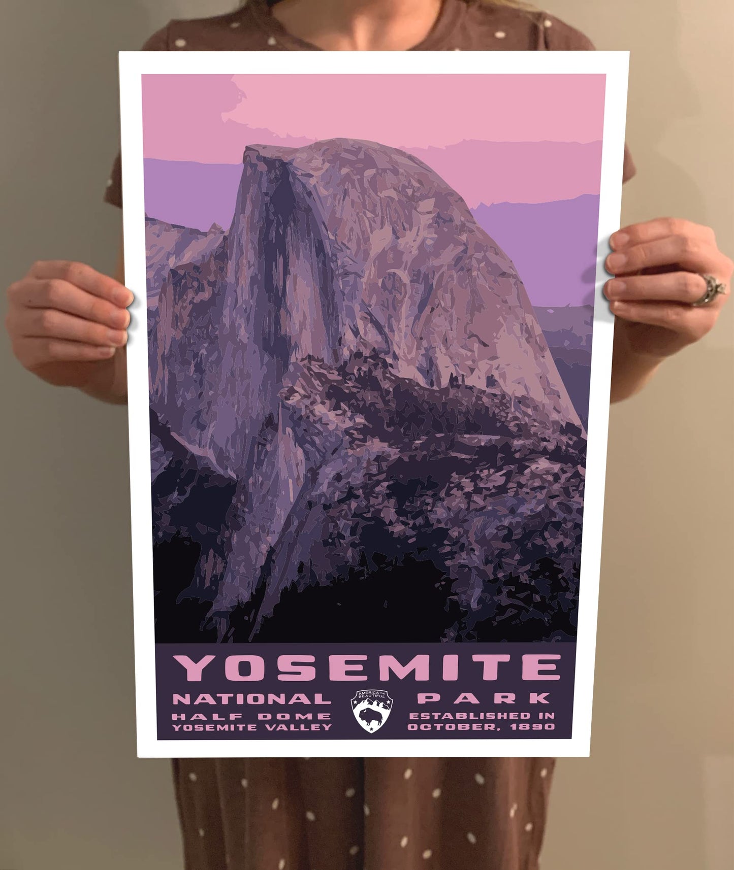 Yosemite National Park Vintage-Style Travel Poster - 8x10-12x18-18x24-24x36 / 4x6 Postcard WPA Style Art Print California USA Half Dome Yosemite Valley (8x10 Inch Poster)
