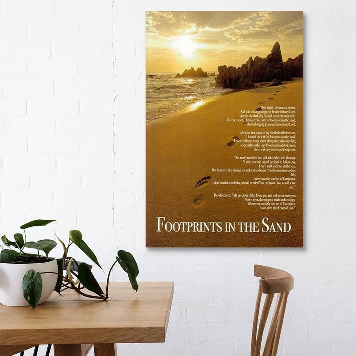 HXXI Picture Decor Footprints in The Sand Original Poem Posters HD Canvas Print Posters Modern Home Decor Wall Art Canvas UnFramed,08x12inch(20x30cm)