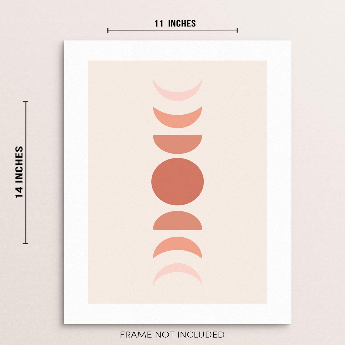 Sincerely, Not Moon Phases Wall Art Terracotta Geometric Shapes Poster 11"x14" UNFRAMED Minimalist Contemporary Artwork for Living Room Bedroom Bathroom Home Office Picture Gallery