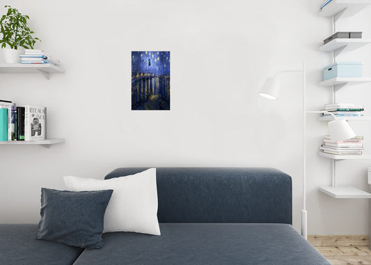 Funny Starry Night Van Gogh Flying Police Box Poster Starry Night Over Rhone Parody Humor Cool Wall Decor Art Print Poster 12x18