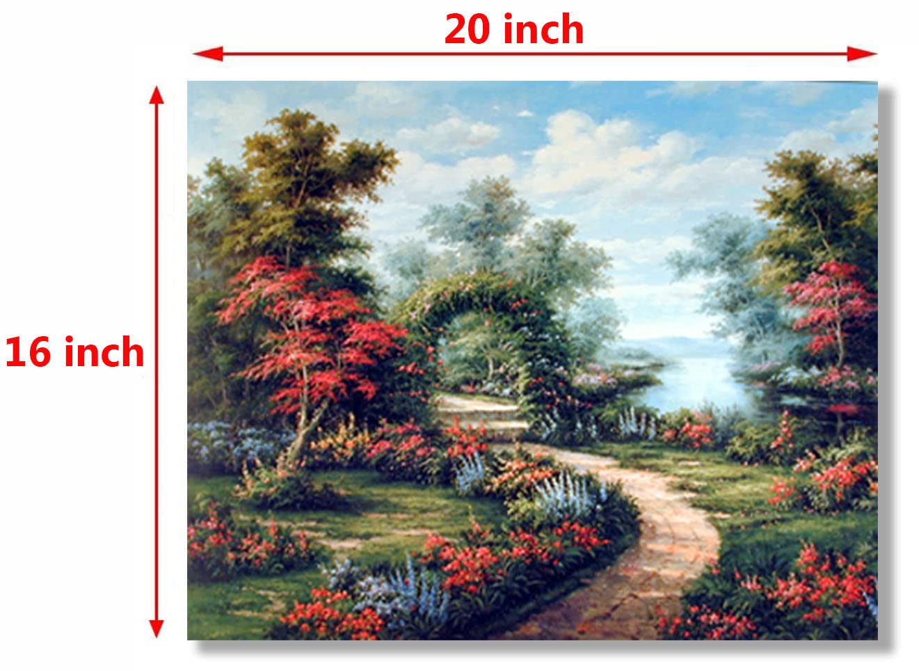 Landscape Wall Decor Garden Path Under Flower Arch Scenic‎ Art Print Poster (16x20)