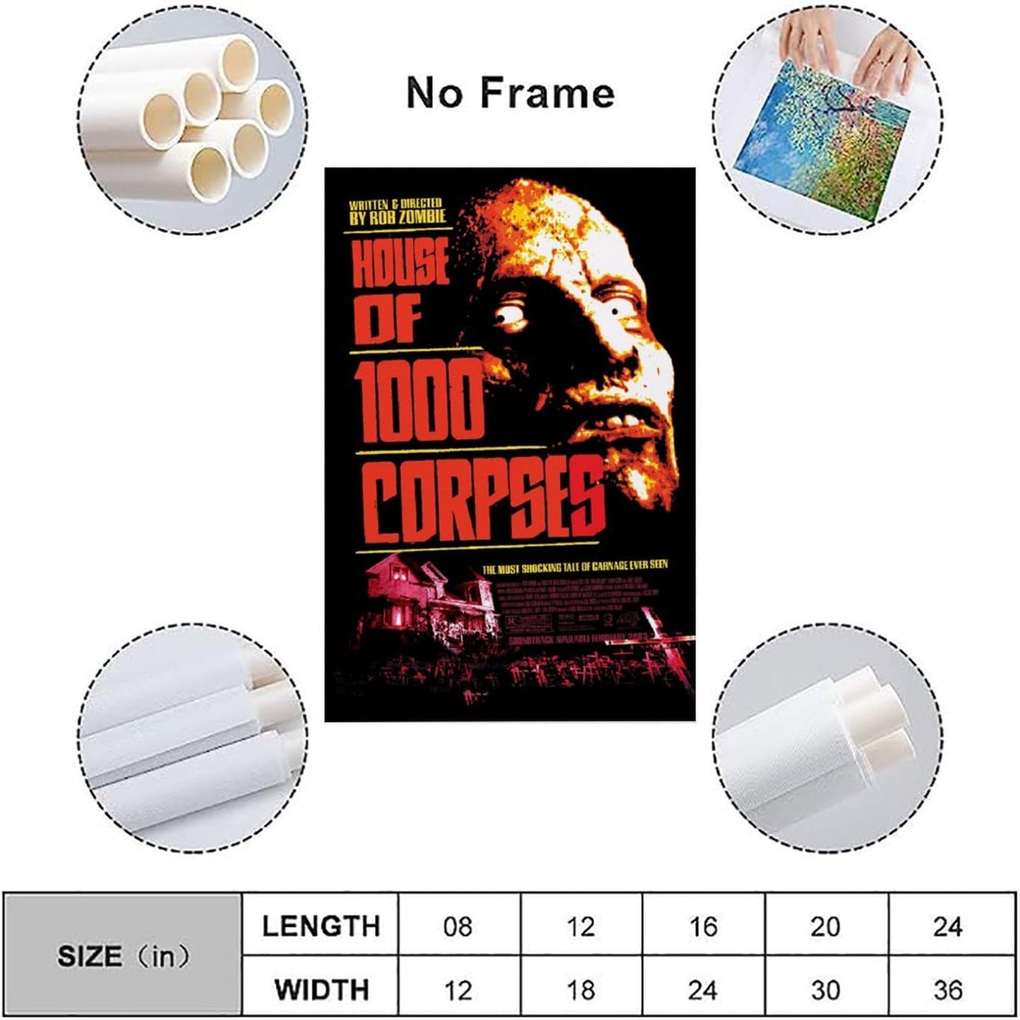 House Of 1000 Corpses Movie Poster Canvas Wall Art Picture Print Modern Family Bedroom Decor Posters For Room Aesthetic 08x12inch(20x30cm)