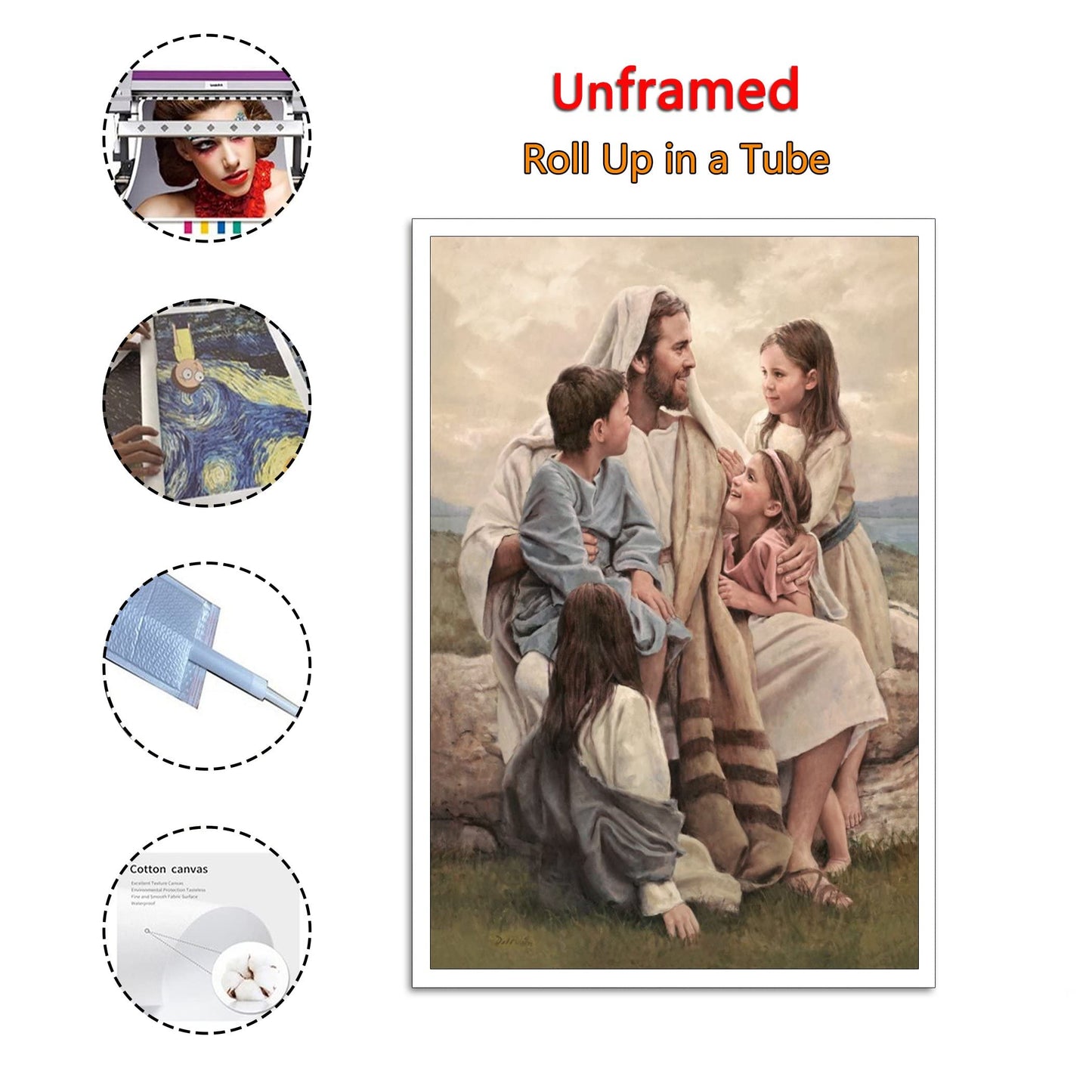 ZTJ Jesus Blesses The Children Canvas Art Poster and Wall Art Picture Print Modern Family Bedroom Decor Posters 08x12inch(20x30cm)