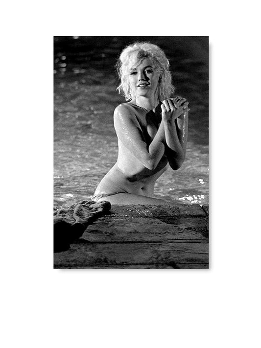 Sea Printed Art Marilyn Monroe Black and White Printed Decor for Home Naked Marilyn Monroe Poster 8" x 12"