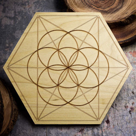 6 inch Seed of Life Mini Grid Board - Mini Sacred Geometry Grid Board