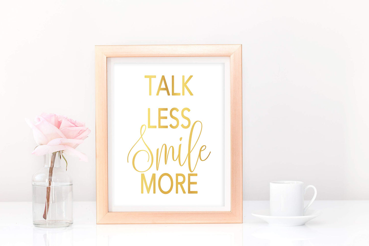 Gold Foil Print Talk Less Smile More Poster Quote Unframed Wall Decor Encouragement Gifts For Office, Dorm, Bedroom Decor Poster