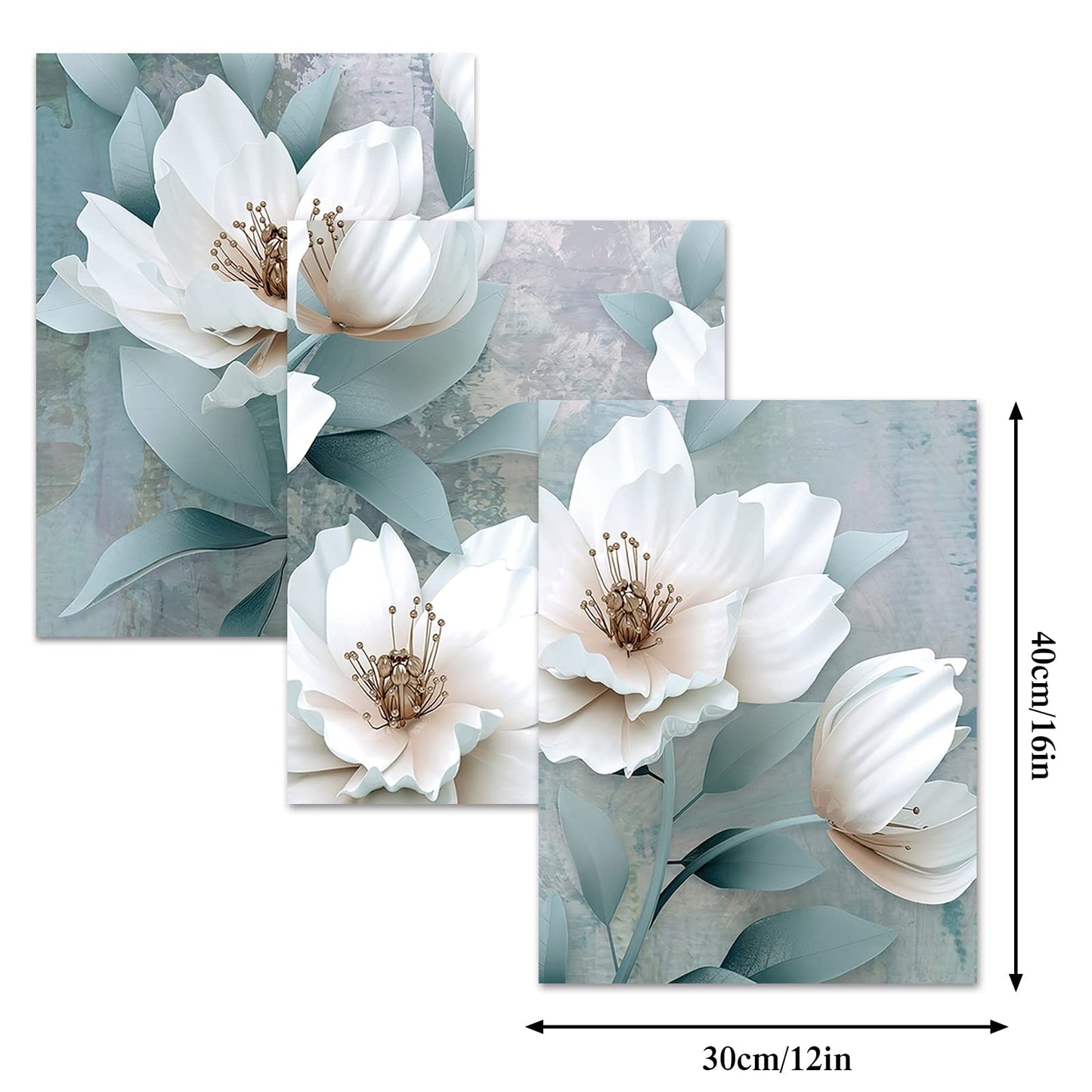 Floral Wall Art Botanical Prints & Posters Floral Canvas Wall Prints Flower Pictures Wall Decor for Living Room, Bathroom Bedroom Kitchen Bathroom Wall Decor, Unframed Set of 3, 12x16 inches