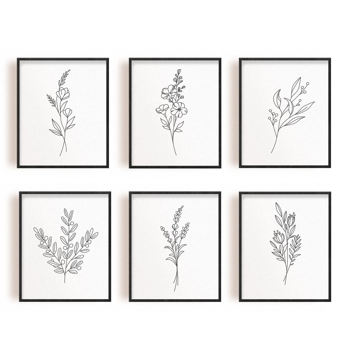 INFUNLY Set of 6 Abstract Flowers Wall Art Print Unframed Nordic Style Wall Plant Painting 8X10 Canvas Minimalist Leaves Wall Poster Prints for Bedroom Living Room Home Christmas Decor