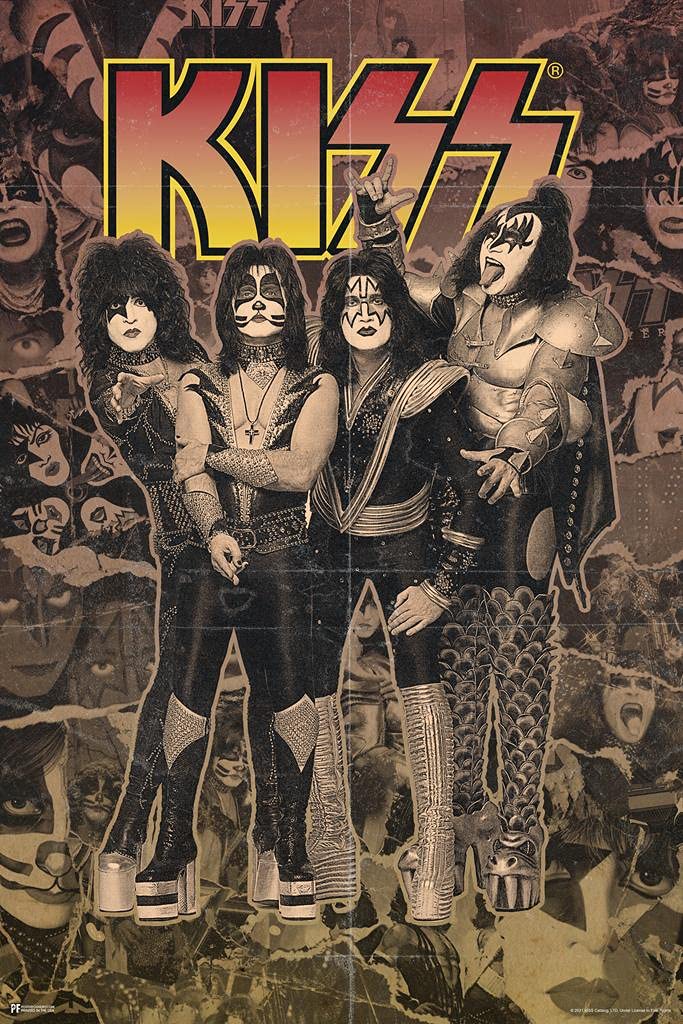 Kiss Poster Band Photos Montage Kiss Band Merchandise Kiss Collectibles Kiss Memorabilia Heavy Metal Music Merch 1970s Retro Vintage Makeup Accessories Concert Thick Paper Sign Print Picture 8x12