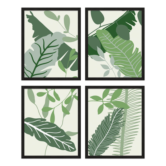 Insire Boho Wall Art Plant Wall Art - Plant Pictures Wall Art - Set of 4 Plant Art Botanical Wall Art Botanical Prints, Green Wall Art Boho Plants Boho Art Plant Poster Green Abstract (8x10) Unframed