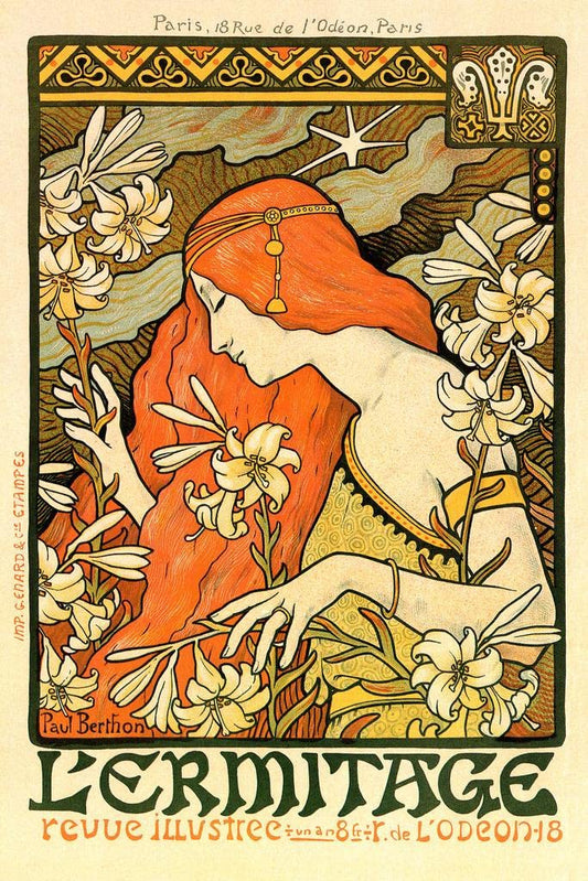LErmitage Vintage Illustration Alphonse Mucha Art Nouveau Art Prints Mucha Print Art Nouveau Decor Vintage Advertisements Art Poster Ornamental Design Mucha Thick Paper Sign Print Picture 8x12