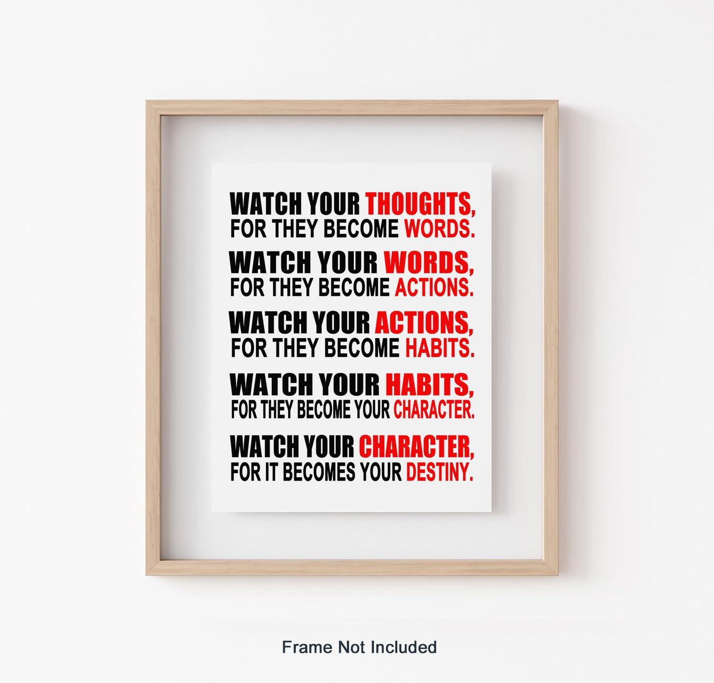 Affirmation Print - Watch Your Thoughts - Motivational Wall Art - Inspirational Quote Wall Decor - Affirmation Poster for Office Classroom UNFRAMED (8"x10")