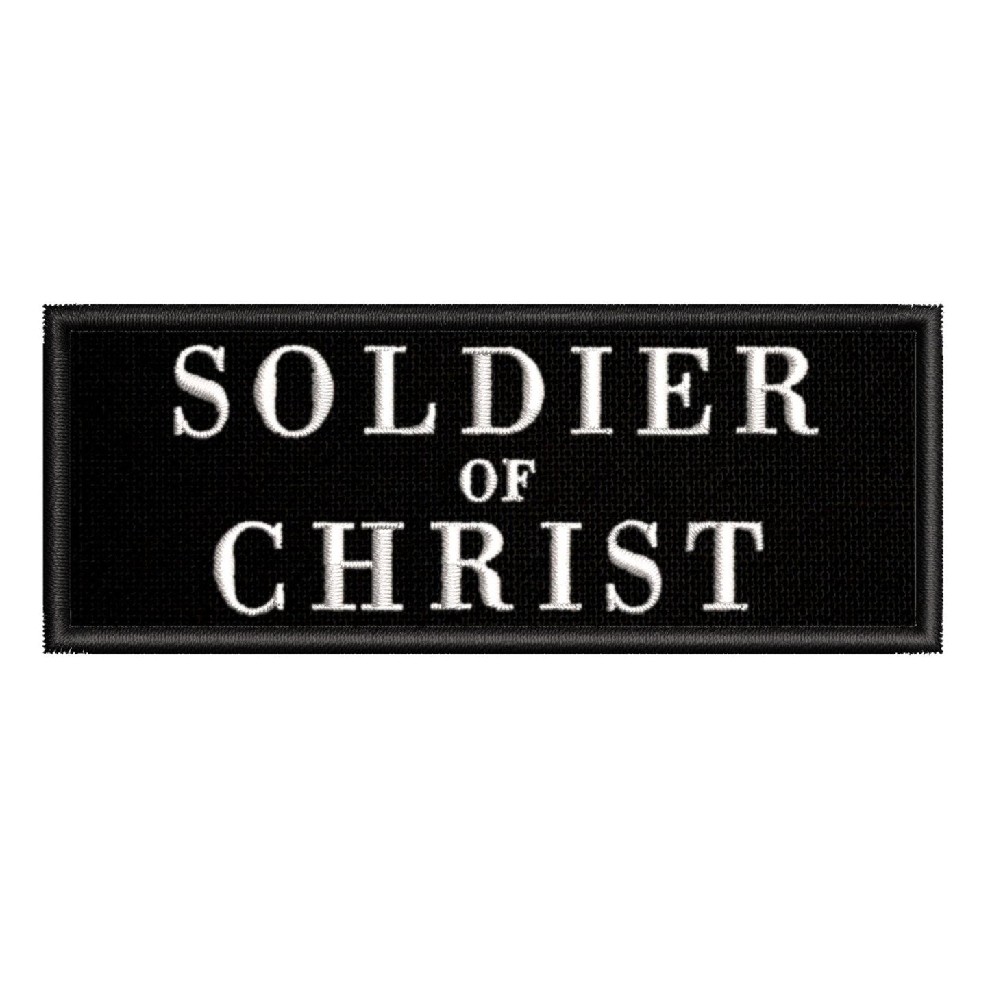 Soldier of CHRIST Patch 4" x 1.5" Embroidered Iron-on/Sew-on Applique, Christian Biker Badge, Military Religious, Faith Love Jesus GOD, Decorative Embroidery Clothing Vest Jackets Premium Stitching