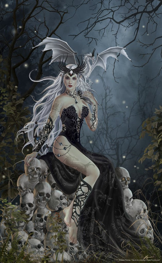 Fairy Goth Wall Art Poster Fairycore Grunge Room Decor Home Office Wall Decor Aesthetic Room Cottagecore Fairy Core Decor Teen Room Gothic Skull Witchy Forest Cool Wall Decor Art Print Poster 12x18