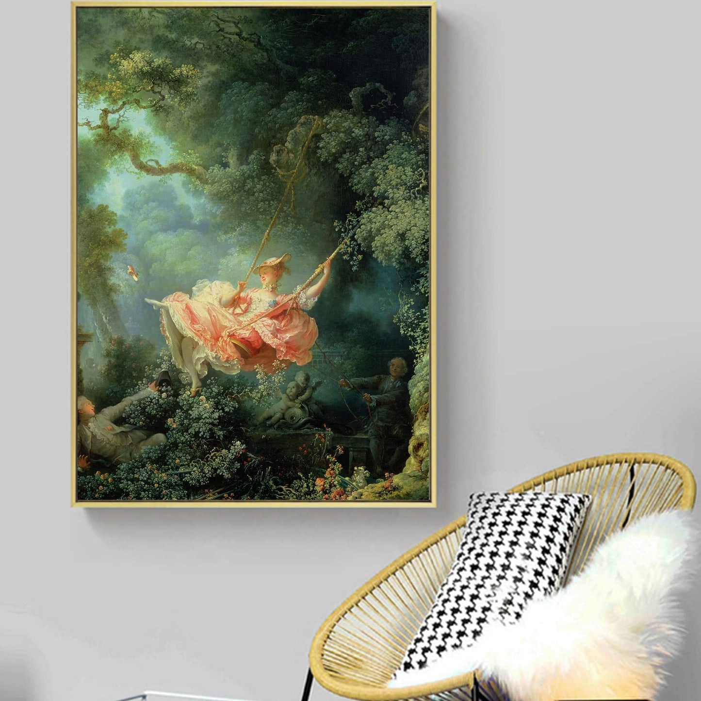 ZZPT Jean Honore Fragonard the Swing Print - Fine Art Poster - Oil Painting Canvas Wall Art Landscape for Living Room Bedroom Home Decor Unframed (8x10in/20x25cm)