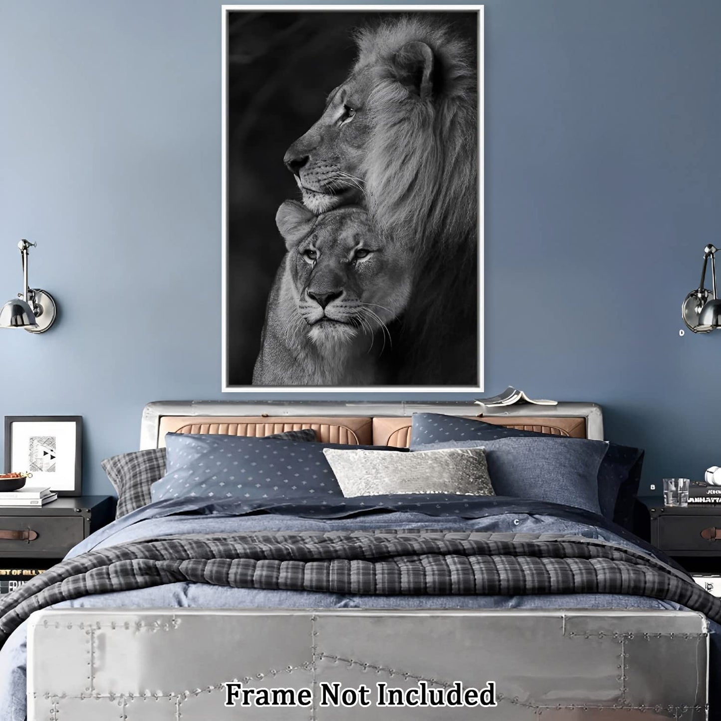 Black And White Lion Couple Canvas Painting Modern Abstract Wall Art Animal Posters and Prints Wall Decor Unframe Wall Artwork Home Decor Office Kitchen Wall Decoration for Home Classroom Office