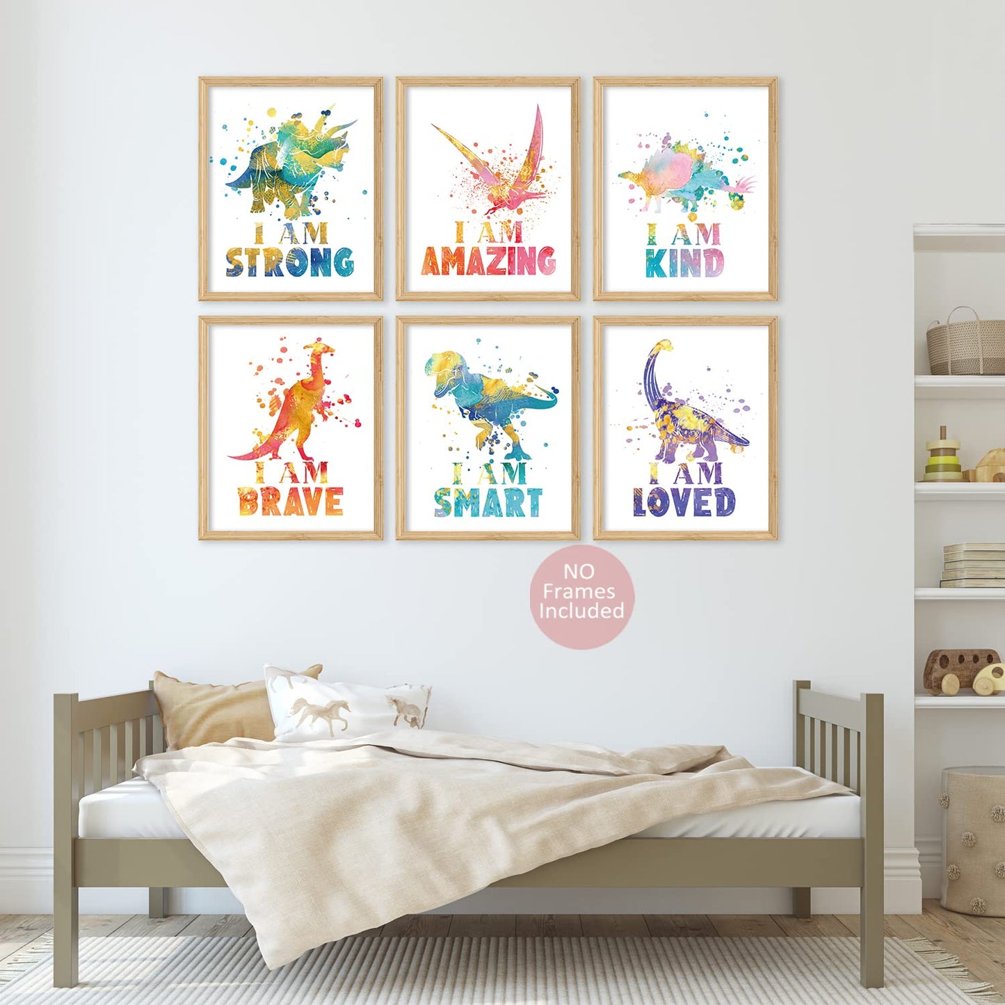 Dinosaur Room Wall Decor Dinosaur Poster For Boys, Nursery Dinosaurs Wall Art Decor Positive Affirmations Art Prints For Kids Boys, Bedroom, Playroom, Nursery, Room Decoration（6 Pcs,8 X 10 In）