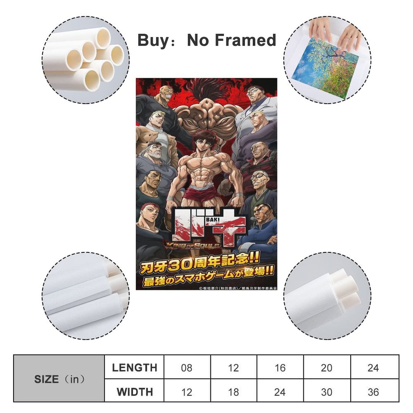 AOMACA Anime Posters Baki The Grappler Canvas Painting Posters And Prints Wall Art Pictures for Living Room Bedroom Decor 08x12inch(20x30cm)