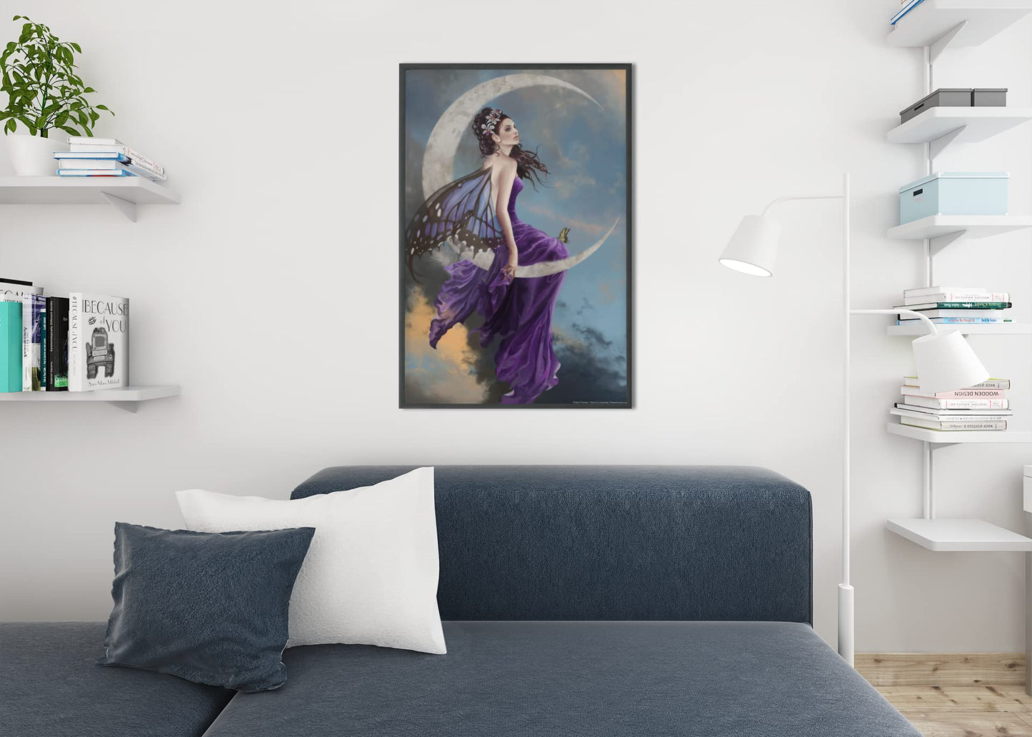 Fairy Core Amethyst Room Decor Grunge Wall Fairycore Cottagecore Poster Aesthetic Room Decor for Teen Girl and Nursery Wall Fairies Moon Sitting Home Office Cool Wall Decor Art Print Poster 12x18
