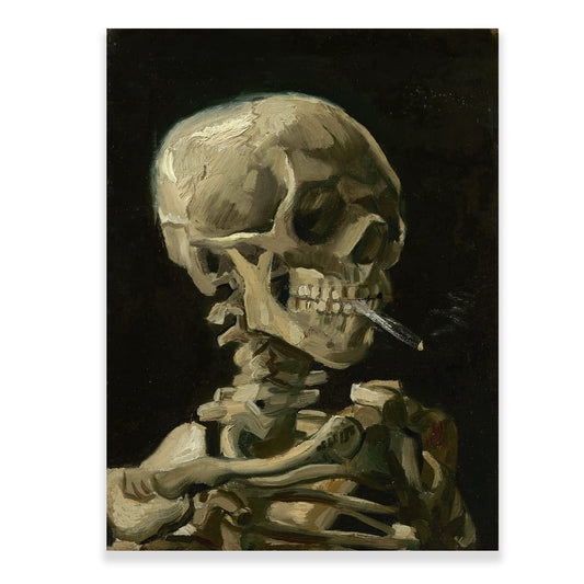 Vincent Van Gogh Skull Of a Skeleton With Burning Cigarette Art Prints Poster - Famous Painting Reproduction Van Gogh Skeleton Smoking Canvas Wall Art for Home Office Decor - Unique Gift(Skeleton