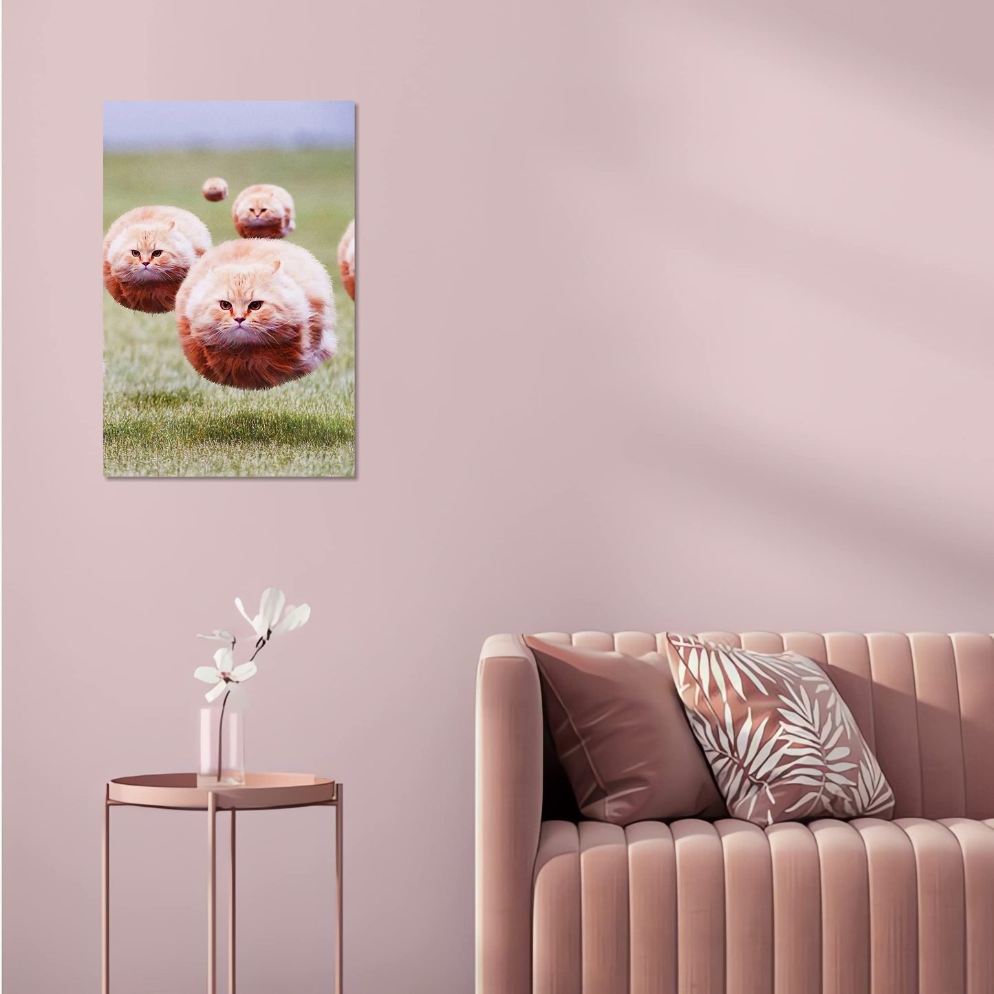 Ball Cat Poster, Funny Chubby Cat Art, Posters for Room Aesthetic,Cool Cat Wall Decor Poster & Prints Cute Home Wall Decor, College Dorm, Apartment, Girly, Kids Room Poster, 12x18 Inch (Unframed)