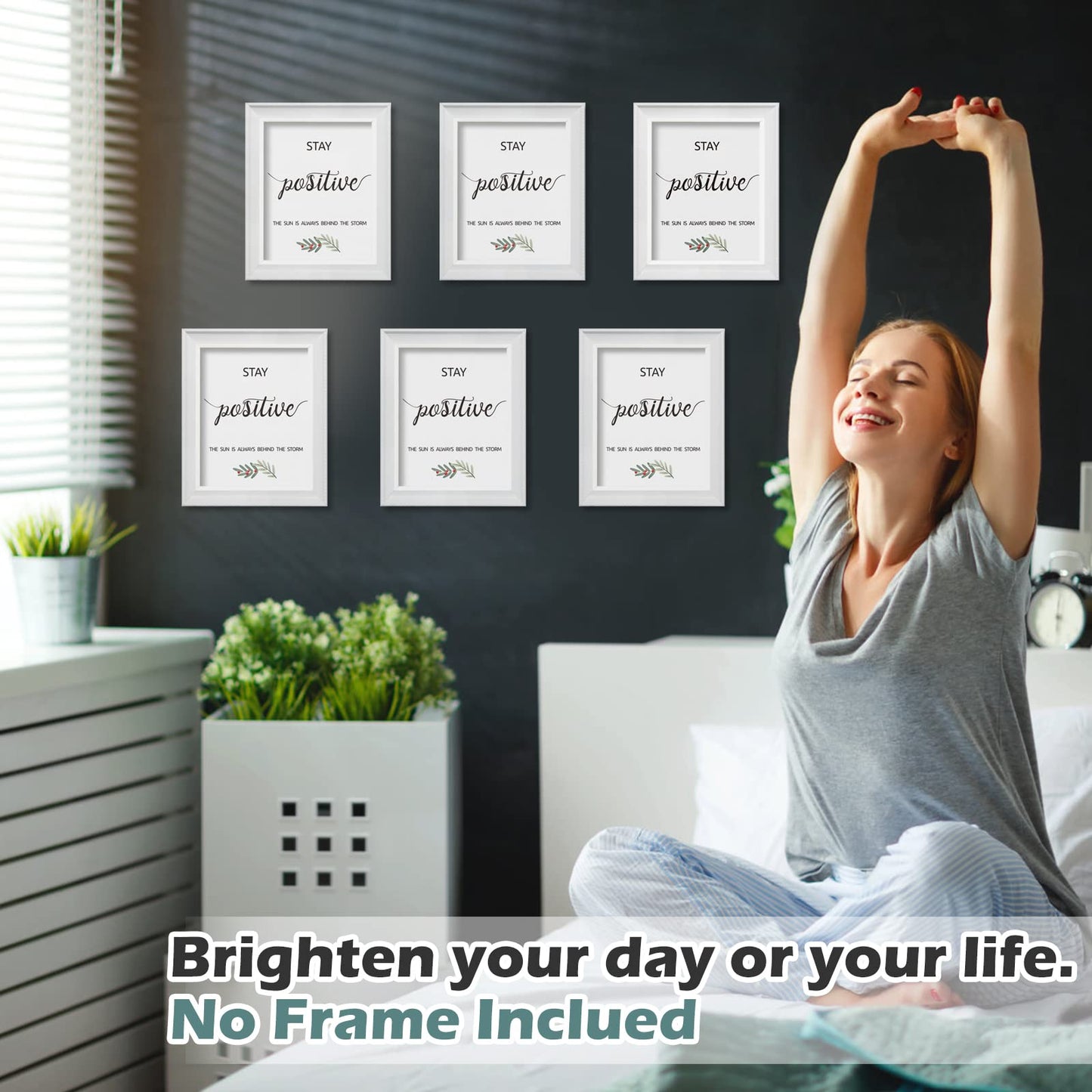 6PCS Motivational Wall Art, Inspirational Wall Art Office Decor, Positive Affirmations Wall Decor, Canvas Wall Art for Office, Black and White Motivational Poster for Women Men Kids, UNFRAMED, 8"x10"