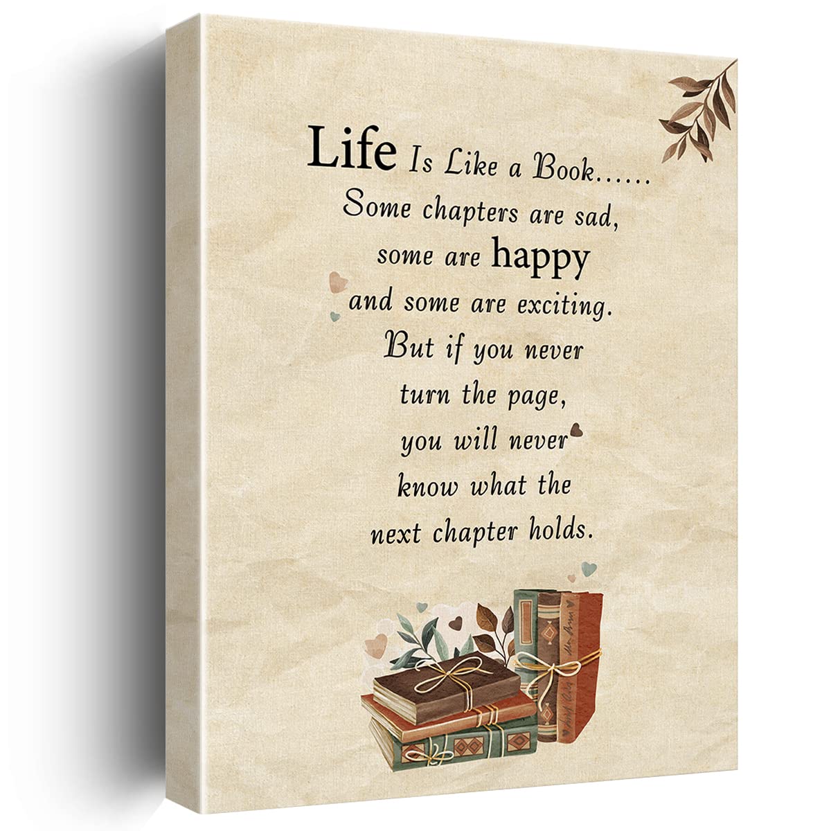 Inspirational Wall Art Decor Life is a Like a Book Quote Canvas Painting Framed Life Canvas Artwork Print Poster 12"x15" Decoration for Home Office Living Room