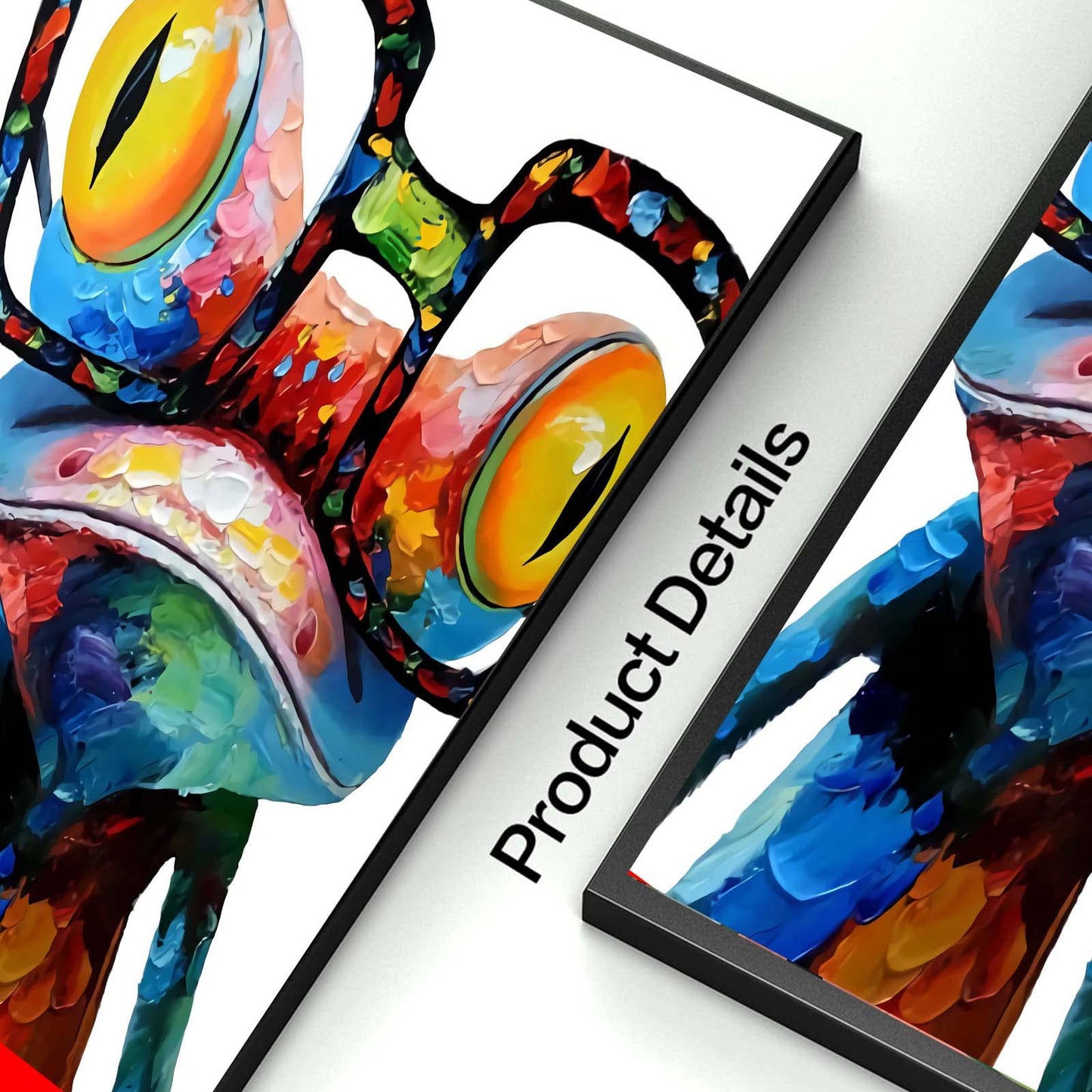 Cute Frog Wall Art Canvas Paintings Colorful Funny Frog with Glasses Pictures, Abstract Animals Canvas Wall Art Posters Prints for Bedroom Living Room Kitchen Bathroom Office Wall Decor