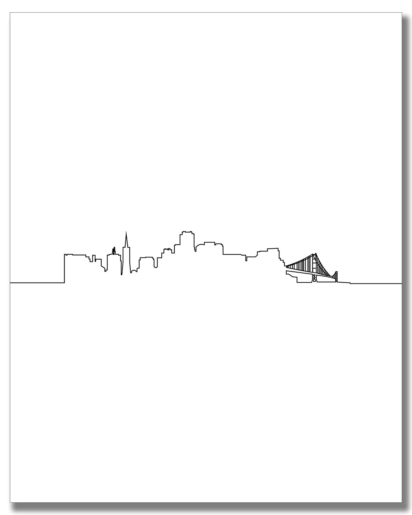San Francisco City Skyline Wall Décor Prints - Set of 2 (8x10) Art Photos - Typography Minimalist Poster
