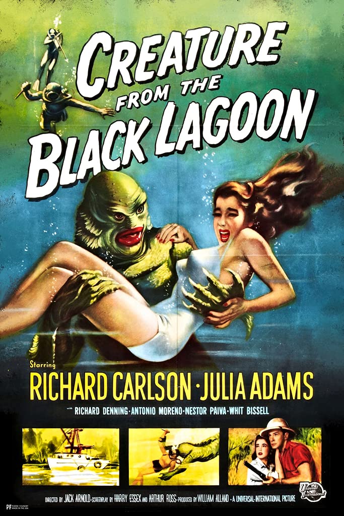 Creature From The Black Lagoon Retro Vintage Horror Movie Poster Horror Movie Merchandise Horror Decor Classic Monster Spooky Scary Halloween Decorations Cool Wall Decor Art Print Poster 12x18