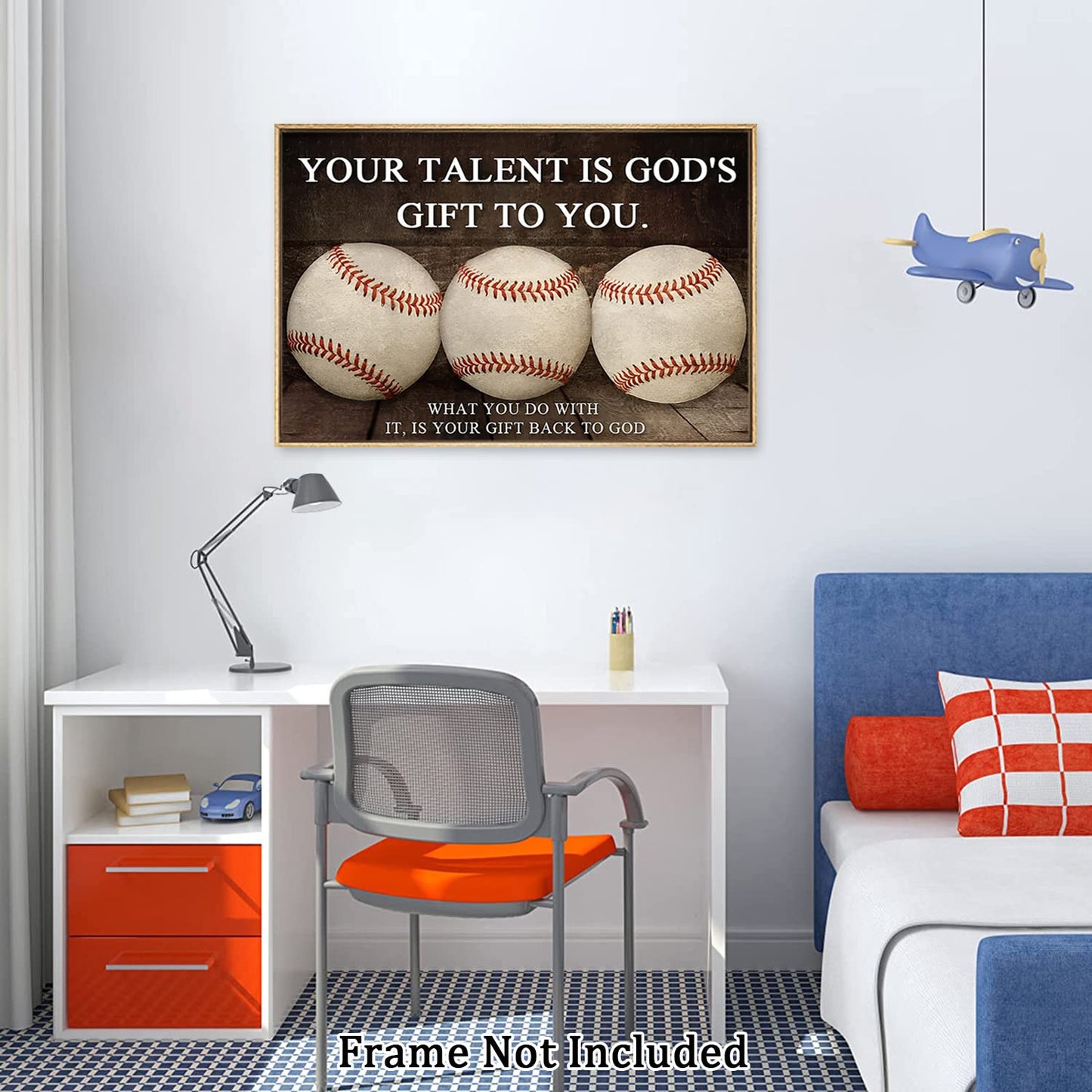 Your Talent Is God'S Gift To You Baseball Canvas Painting Modern Abstract Wall Art Motivational Quote Posters and Prints Wall Decor Unframe Wall Artwork Home Decor Office Kitchen Wall Decoration for